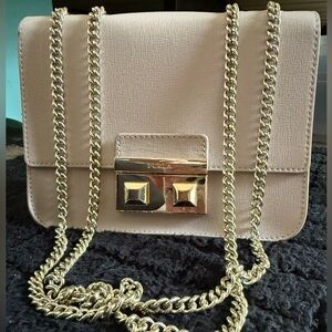 Furla Bella Beige Crossbody Bag with Gold Chain